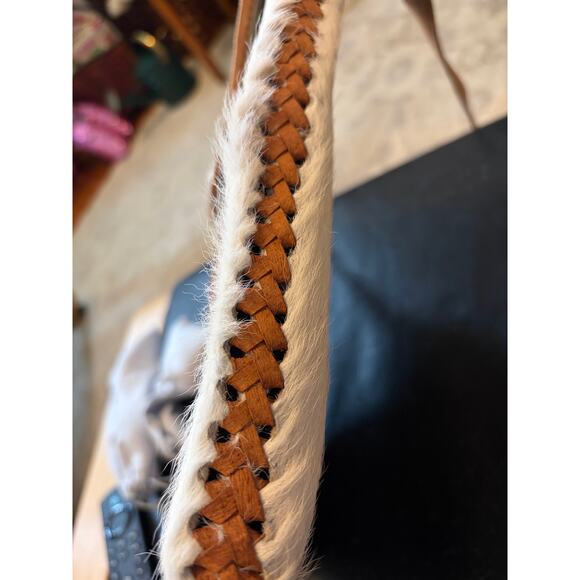 White Hair on Cowhide and Leather Crossbody Bag/Purse - Picture 11 of 14